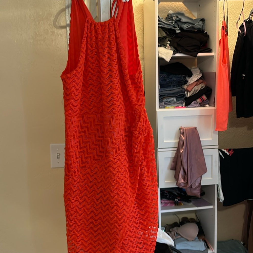 selling a dress from madden nyc it’s a large in orange color gently used